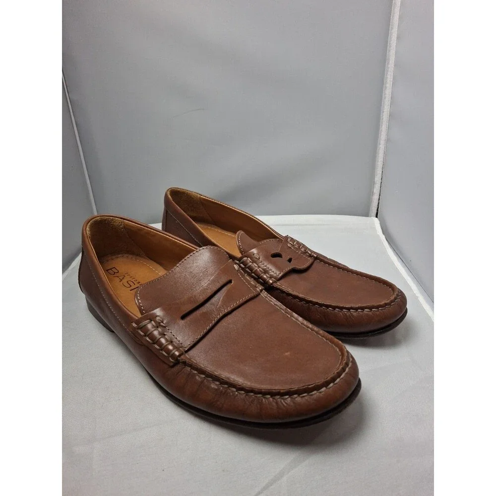 Testoni BASIC Men's Brown Leather Penny Loafers Shoes Size 9.5
